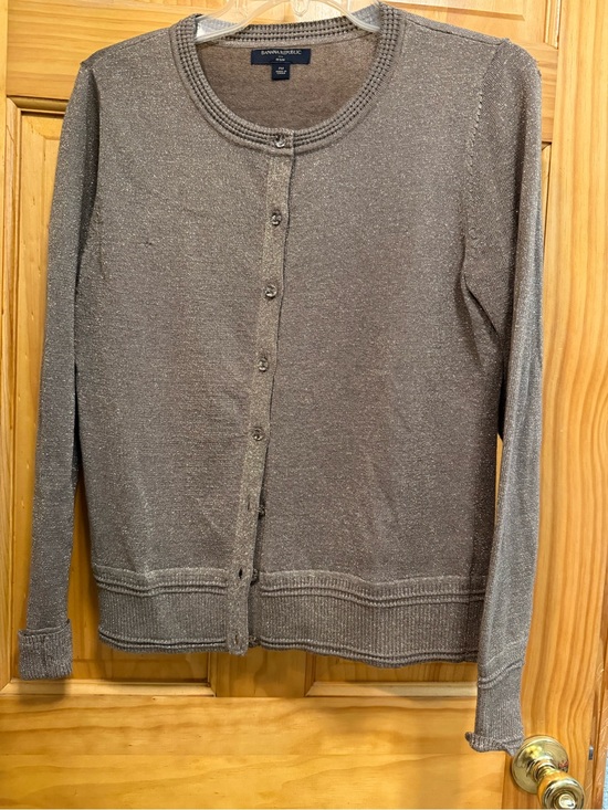 Banana Republic Sweaters - Banana Republic Shimmery Taupe Crewneck Cardigan size petite M